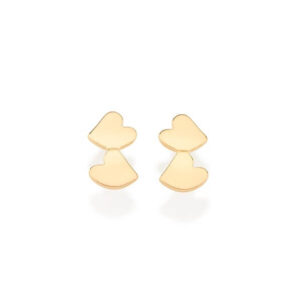 Gold double heart stud earrings 526977