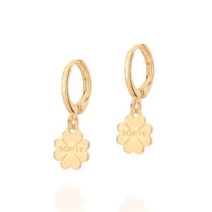 gold plated  four leaf clover “sorte” (luck) huggie earrings 527036