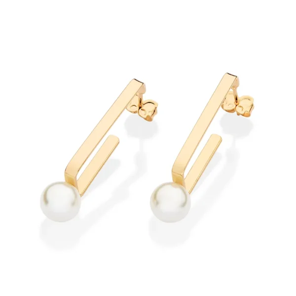 GOLD PEARL OF TIME SQUARE HOOP EARRINGS 527428