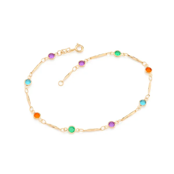 18K GOLD PLATED ANKLET WITH ROUND CRYSTALS - SIZE 25 551605