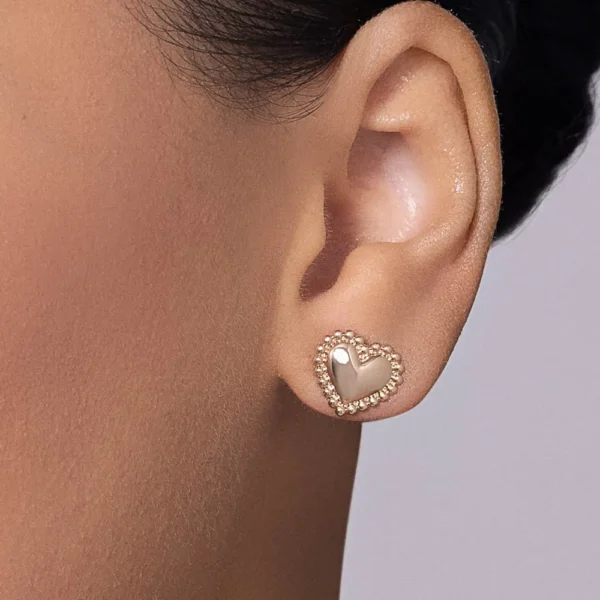 GOLD BEATING HEART STUD EARRINGS 527475 - Image 2