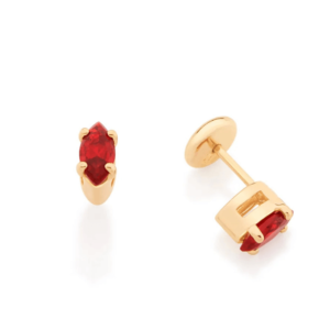 GOLD KID'S NAVETTE EARRING IN RED 526195
